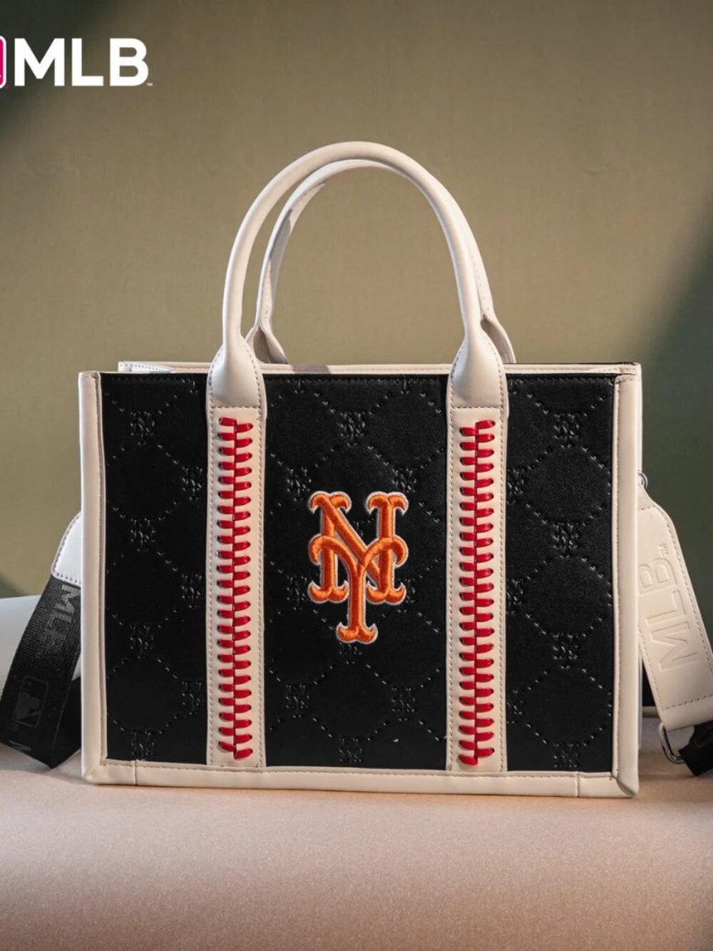 New York Mets Team Whipstitch Tote/Crossbody Black